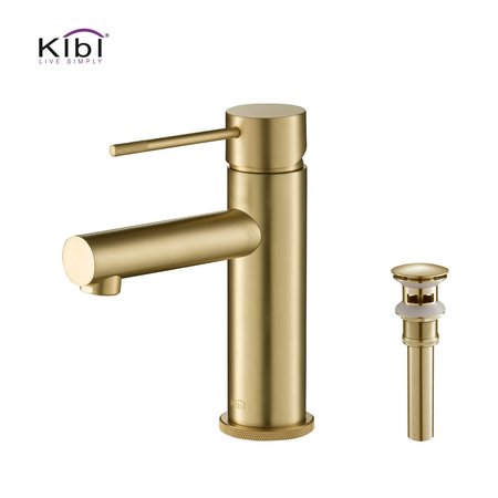 KIBI Circular X Single Handle Bathroom Vanity Sink Faucet with Pop Up Drain C-KBF1010BG-KPW100BG